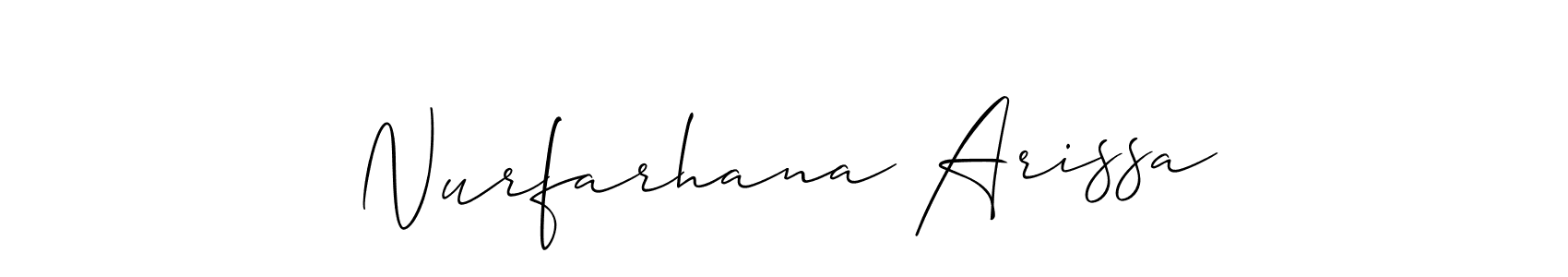 How to make Nurfarhana Arissa signature? Allison_Script is a professional autograph style. Create handwritten signature for Nurfarhana Arissa name. Nurfarhana Arissa signature style 2 images and pictures png