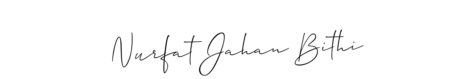 How to make Nurfat Jahan Bithi name signature. Use Allison_Script style for creating short signs online. This is the latest handwritten sign. Nurfat Jahan Bithi signature style 2 images and pictures png