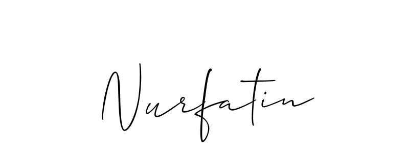 Use a signature maker to create a handwritten signature online. With this signature software, you can design (Allison_Script) your own signature for name Nurfatin. Nurfatin signature style 2 images and pictures png