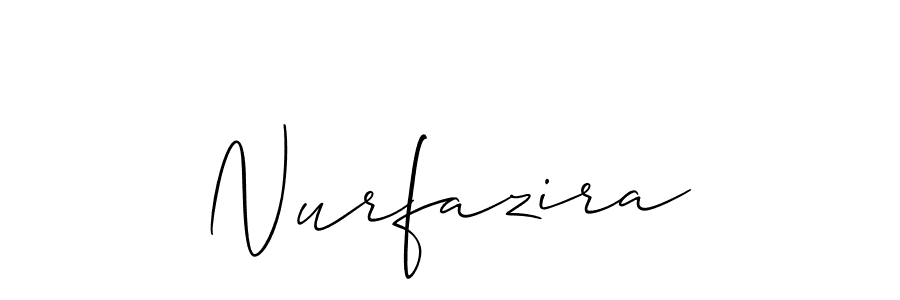 Use a signature maker to create a handwritten signature online. With this signature software, you can design (Allison_Script) your own signature for name Nurfazira. Nurfazira signature style 2 images and pictures png