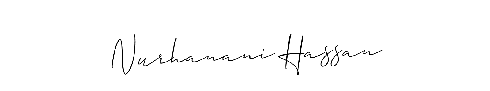 Allison_Script is a professional signature style that is perfect for those who want to add a touch of class to their signature. It is also a great choice for those who want to make their signature more unique. Get Nurhanani Hassan name to fancy signature for free. Nurhanani Hassan signature style 2 images and pictures png