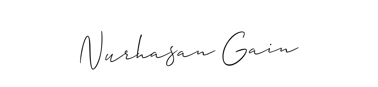 It looks lik you need a new signature style for name Nurhasan Gain. Design unique handwritten (Allison_Script) signature with our free signature maker in just a few clicks. Nurhasan Gain signature style 2 images and pictures png