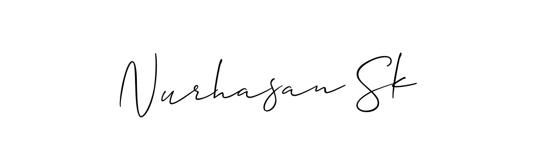 How to make Nurhasan Sk name signature. Use Allison_Script style for creating short signs online. This is the latest handwritten sign. Nurhasan Sk signature style 2 images and pictures png