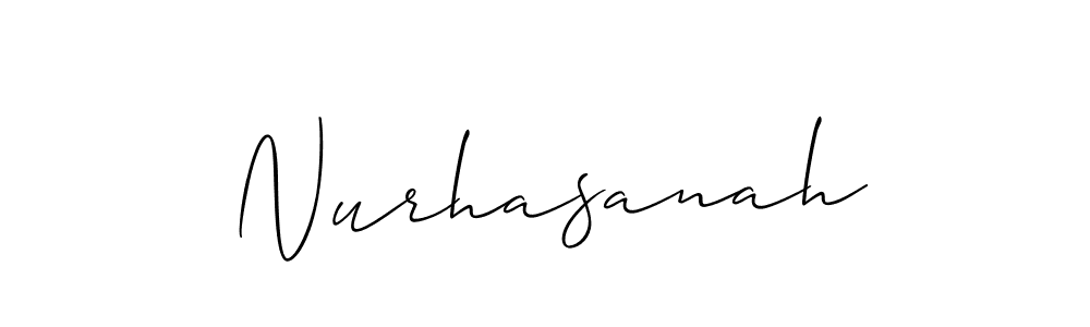 How to make Nurhasanah name signature. Use Allison_Script style for creating short signs online. This is the latest handwritten sign. Nurhasanah signature style 2 images and pictures png