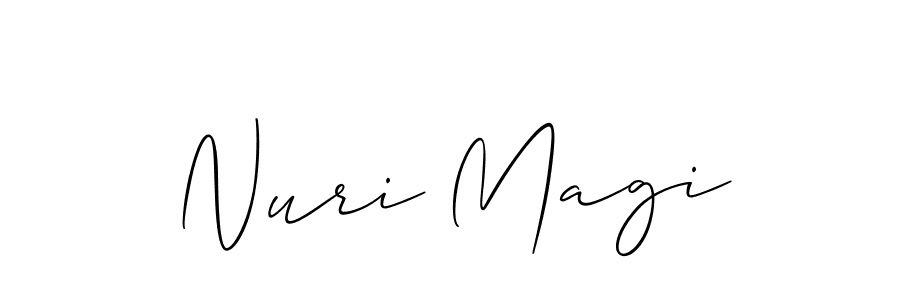 The best way (Allison_Script) to make a short signature is to pick only two or three words in your name. The name Nuri Magi include a total of six letters. For converting this name. Nuri Magi signature style 2 images and pictures png