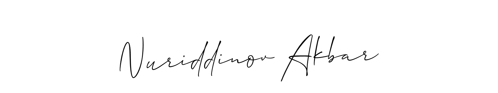 How to make Nuriddinov Akbar signature? Allison_Script is a professional autograph style. Create handwritten signature for Nuriddinov Akbar name. Nuriddinov Akbar signature style 2 images and pictures png