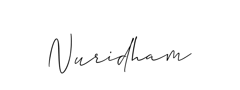 The best way (Allison_Script) to make a short signature is to pick only two or three words in your name. The name Nuridham include a total of six letters. For converting this name. Nuridham signature style 2 images and pictures png