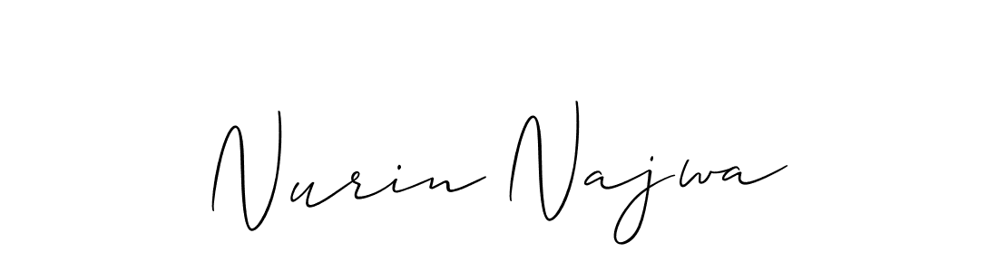 Allison_Script is a professional signature style that is perfect for those who want to add a touch of class to their signature. It is also a great choice for those who want to make their signature more unique. Get Nurin Najwa name to fancy signature for free. Nurin Najwa signature style 2 images and pictures png