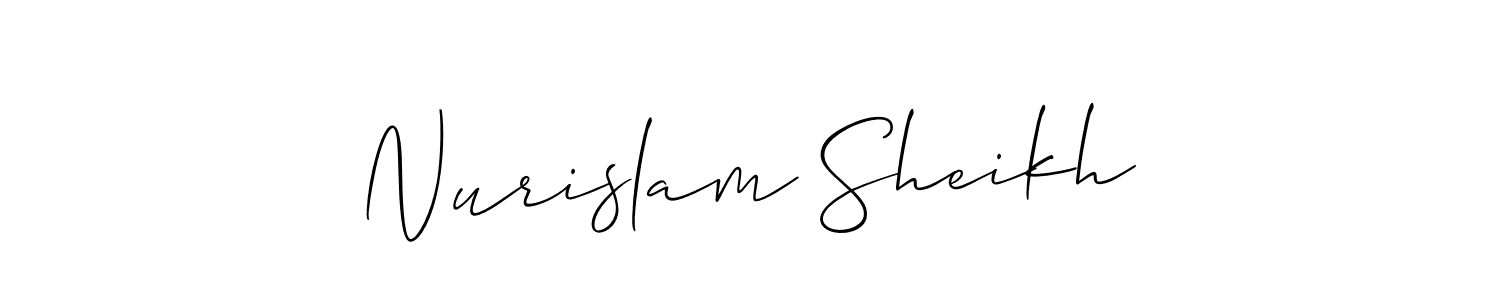 Use a signature maker to create a handwritten signature online. With this signature software, you can design (Allison_Script) your own signature for name Nurislam Sheikh. Nurislam Sheikh signature style 2 images and pictures png