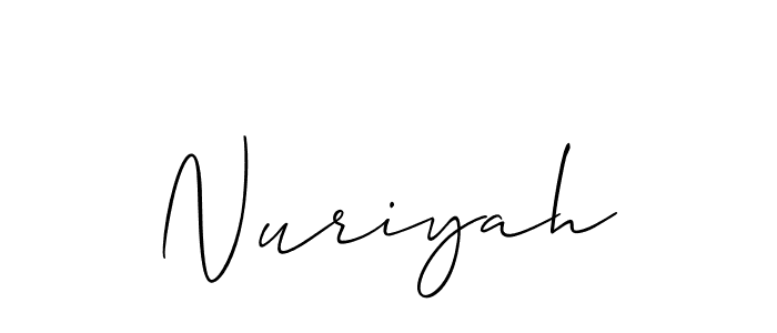 The best way (Allison_Script) to make a short signature is to pick only two or three words in your name. The name Nuriyah include a total of six letters. For converting this name. Nuriyah signature style 2 images and pictures png