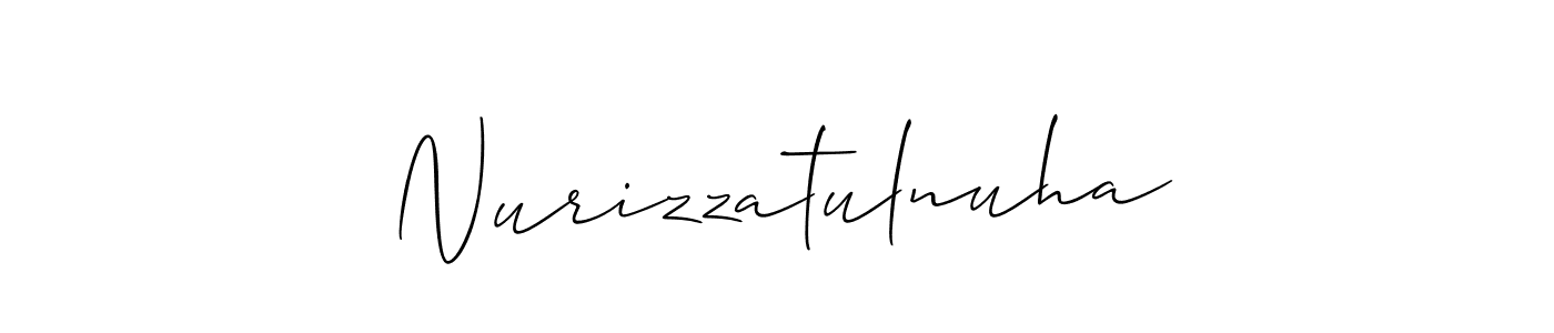 Use a signature maker to create a handwritten signature online. With this signature software, you can design (Allison_Script) your own signature for name Nurizzatulnuha. Nurizzatulnuha signature style 2 images and pictures png