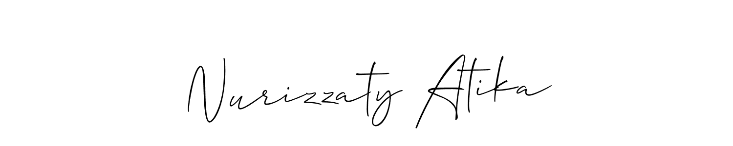 Create a beautiful signature design for name Nurizzaty Atika. With this signature (Allison_Script) fonts, you can make a handwritten signature for free. Nurizzaty Atika signature style 2 images and pictures png
