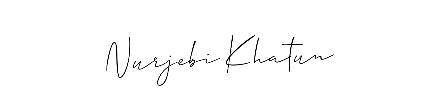 Design your own signature with our free online signature maker. With this signature software, you can create a handwritten (Allison_Script) signature for name Nurjebi Khatun. Nurjebi Khatun signature style 2 images and pictures png