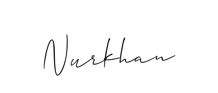 The best way (Allison_Script) to make a short signature is to pick only two or three words in your name. The name Nurkhan include a total of six letters. For converting this name. Nurkhan signature style 2 images and pictures png