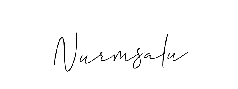 Similarly Allison_Script is the best handwritten signature design. Signature creator online .You can use it as an online autograph creator for name Nurmsalu. Nurmsalu signature style 2 images and pictures png