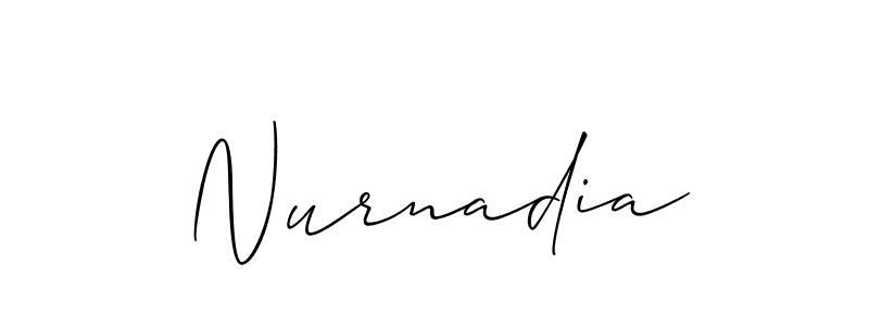 How to make Nurnadia name signature. Use Allison_Script style for creating short signs online. This is the latest handwritten sign. Nurnadia signature style 2 images and pictures png
