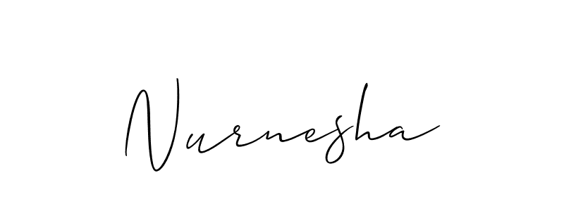 How to make Nurnesha name signature. Use Allison_Script style for creating short signs online. This is the latest handwritten sign. Nurnesha signature style 2 images and pictures png