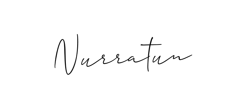 Use a signature maker to create a handwritten signature online. With this signature software, you can design (Allison_Script) your own signature for name Nurratun. Nurratun signature style 2 images and pictures png