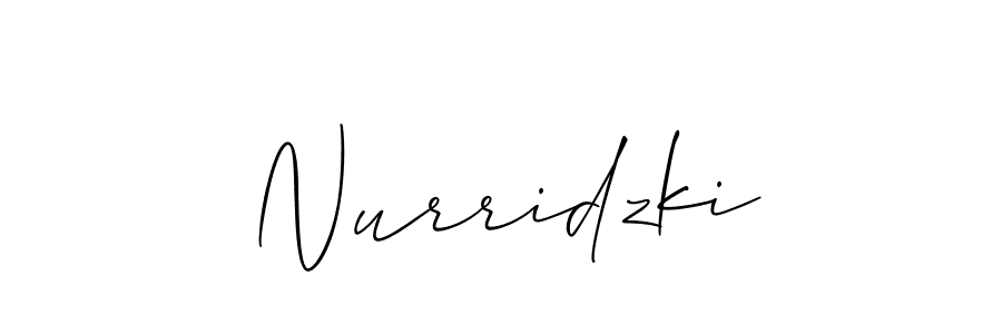 Make a beautiful signature design for name Nurridzki. With this signature (Allison_Script) style, you can create a handwritten signature for free. Nurridzki signature style 2 images and pictures png