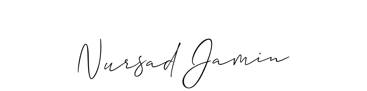 The best way (Allison_Script) to make a short signature is to pick only two or three words in your name. The name Nursad Jamin include a total of six letters. For converting this name. Nursad Jamin signature style 2 images and pictures png