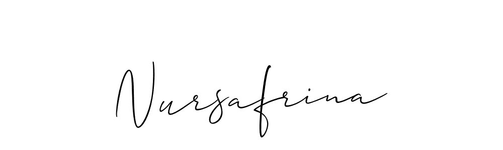 Allison_Script is a professional signature style that is perfect for those who want to add a touch of class to their signature. It is also a great choice for those who want to make their signature more unique. Get Nursafrina name to fancy signature for free. Nursafrina signature style 2 images and pictures png