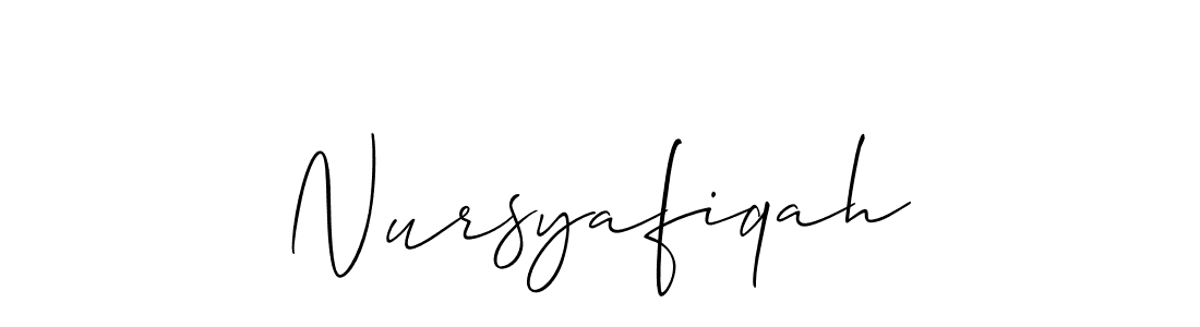 How to Draw Nursyafiqah signature style? Allison_Script is a latest design signature styles for name Nursyafiqah. Nursyafiqah signature style 2 images and pictures png