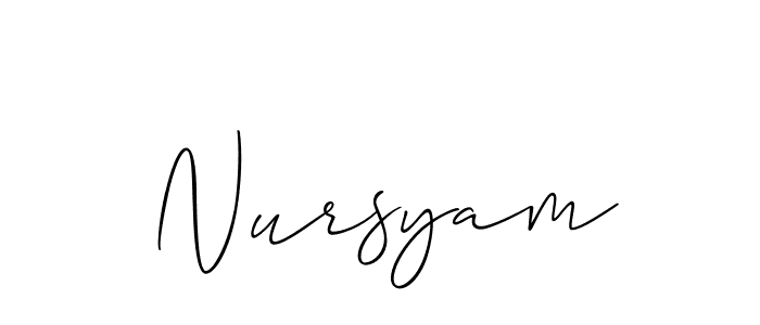 Allison_Script is a professional signature style that is perfect for those who want to add a touch of class to their signature. It is also a great choice for those who want to make their signature more unique. Get Nursyam name to fancy signature for free. Nursyam signature style 2 images and pictures png