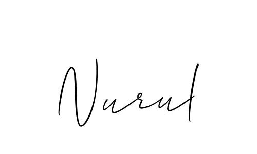 Create a beautiful signature design for name Nurul. With this signature (Allison_Script) fonts, you can make a handwritten signature for free. Nurul signature style 2 images and pictures png