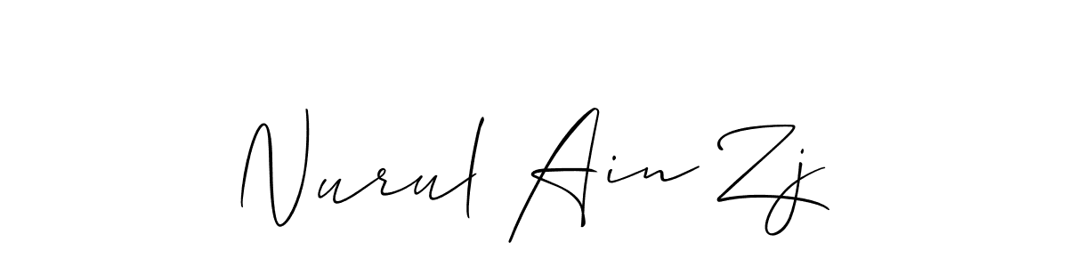 The best way (Allison_Script) to make a short signature is to pick only two or three words in your name. The name Nurul Ain Zj include a total of six letters. For converting this name. Nurul Ain Zj signature style 2 images and pictures png