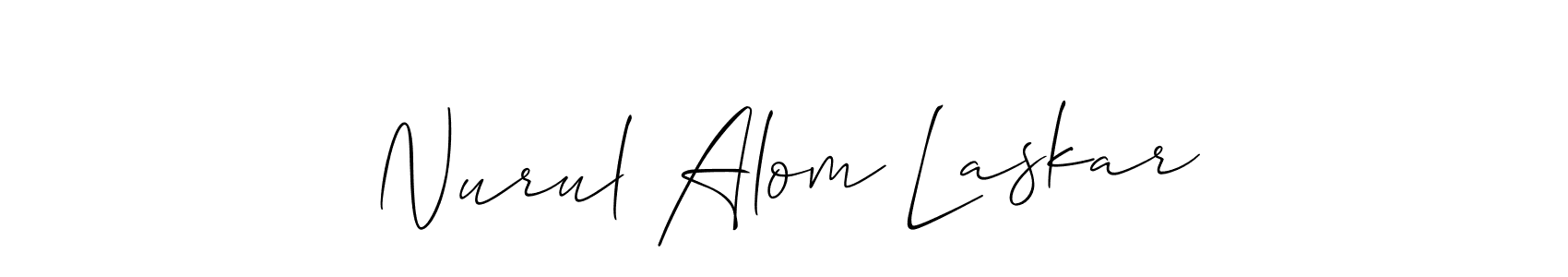 The best way (Allison_Script) to make a short signature is to pick only two or three words in your name. The name Nurul Alom Laskar include a total of six letters. For converting this name. Nurul Alom Laskar signature style 2 images and pictures png