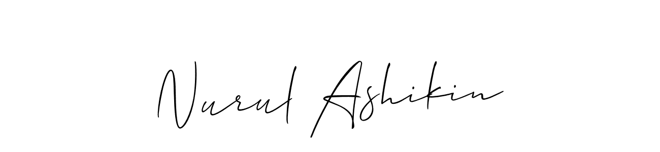 Create a beautiful signature design for name Nurul Ashikin. With this signature (Allison_Script) fonts, you can make a handwritten signature for free. Nurul Ashikin signature style 2 images and pictures png