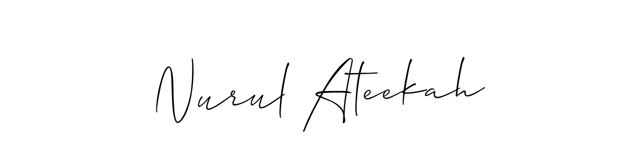 Design your own signature with our free online signature maker. With this signature software, you can create a handwritten (Allison_Script) signature for name Nurul Ateekah. Nurul Ateekah signature style 2 images and pictures png