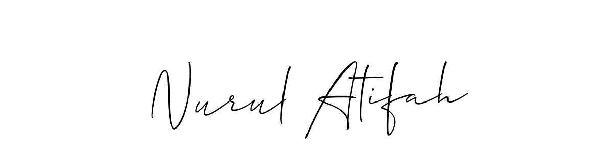 Similarly Allison_Script is the best handwritten signature design. Signature creator online .You can use it as an online autograph creator for name Nurul Atifah. Nurul Atifah signature style 2 images and pictures png