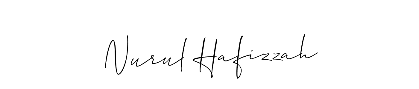 Use a signature maker to create a handwritten signature online. With this signature software, you can design (Allison_Script) your own signature for name Nurul Hafizzah. Nurul Hafizzah signature style 2 images and pictures png