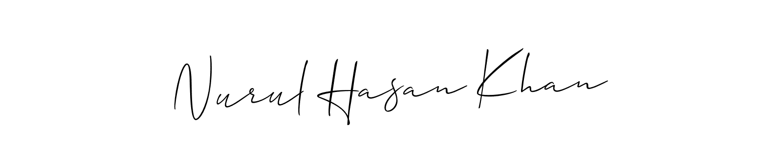 How to make Nurul Hasan Khan name signature. Use Allison_Script style for creating short signs online. This is the latest handwritten sign. Nurul Hasan Khan signature style 2 images and pictures png