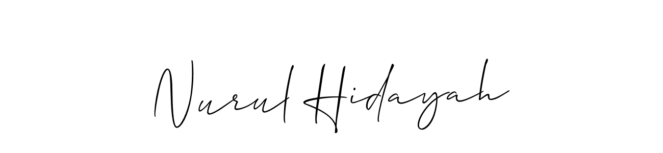 Create a beautiful signature design for name Nurul Hidayah. With this signature (Allison_Script) fonts, you can make a handwritten signature for free. Nurul Hidayah signature style 2 images and pictures png