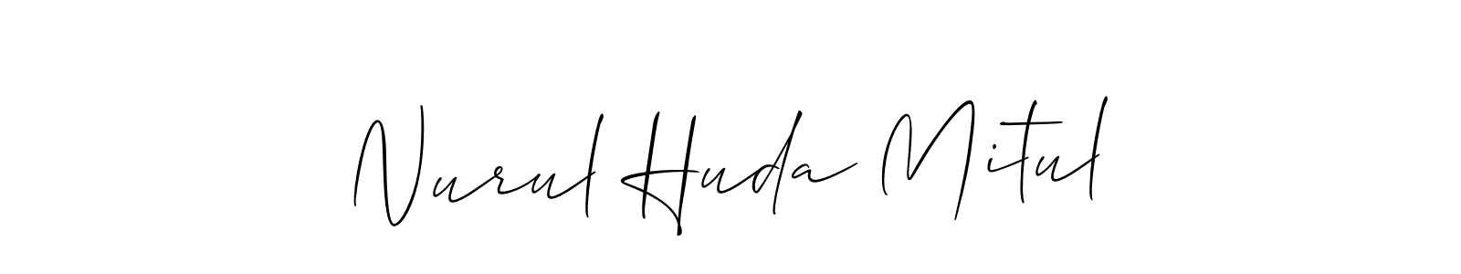 Also You can easily find your signature by using the search form. We will create Nurul Huda Mitul name handwritten signature images for you free of cost using Allison_Script sign style. Nurul Huda Mitul signature style 2 images and pictures png