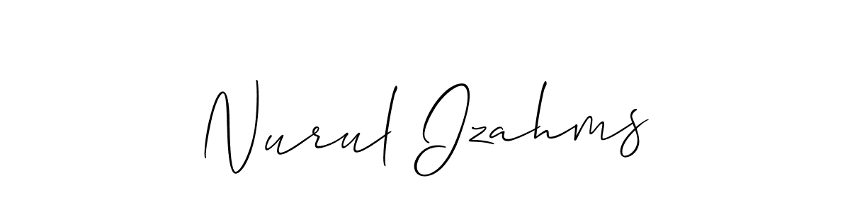 Make a beautiful signature design for name Nurul Izahms. With this signature (Allison_Script) style, you can create a handwritten signature for free. Nurul Izahms signature style 2 images and pictures png