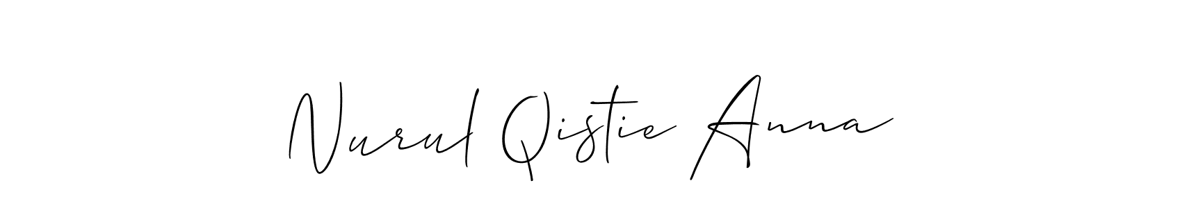 How to make Nurul Qistie Anna name signature. Use Allison_Script style for creating short signs online. This is the latest handwritten sign. Nurul Qistie Anna signature style 2 images and pictures png
