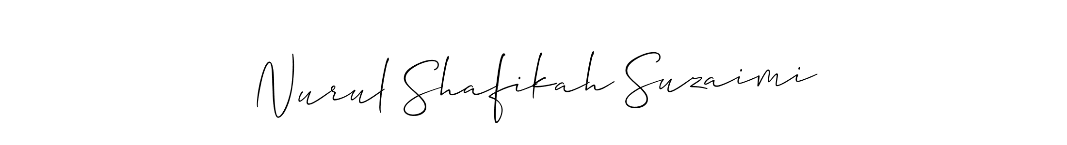 You should practise on your own different ways (Allison_Script) to write your name (Nurul Shafikah Suzaimi) in signature. don't let someone else do it for you. Nurul Shafikah Suzaimi signature style 2 images and pictures png