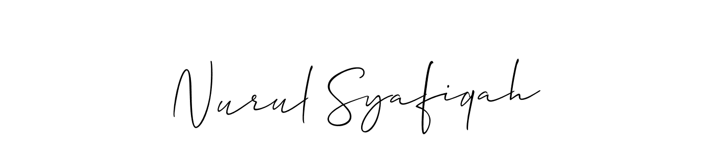 How to make Nurul Syafiqah name signature. Use Allison_Script style for creating short signs online. This is the latest handwritten sign. Nurul Syafiqah signature style 2 images and pictures png