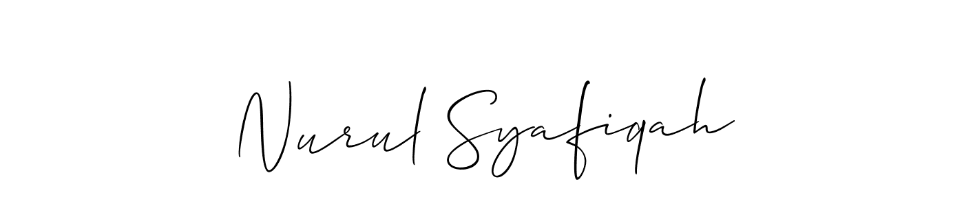 Make a beautiful signature design for name Nurul Syafiqah. With this signature (Allison_Script) style, you can create a handwritten signature for free. Nurul Syafiqah signature style 2 images and pictures png