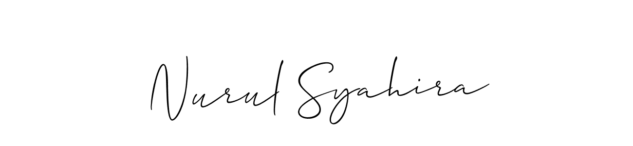 Also You can easily find your signature by using the search form. We will create Nurul Syahira name handwritten signature images for you free of cost using Allison_Script sign style. Nurul Syahira signature style 2 images and pictures png