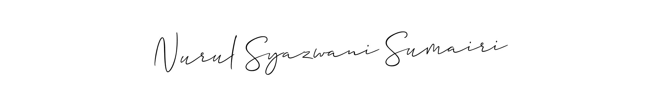 How to Draw Nurul Syazwani Sumairi signature style? Allison_Script is a latest design signature styles for name Nurul Syazwani Sumairi. Nurul Syazwani Sumairi signature style 2 images and pictures png