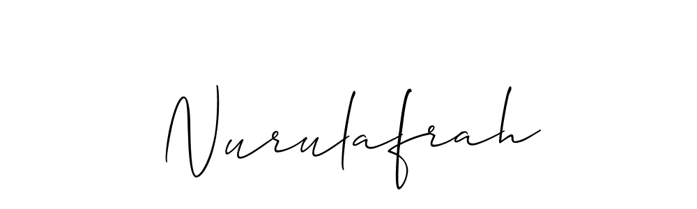 Use a signature maker to create a handwritten signature online. With this signature software, you can design (Allison_Script) your own signature for name Nurulafrah. Nurulafrah signature style 2 images and pictures png