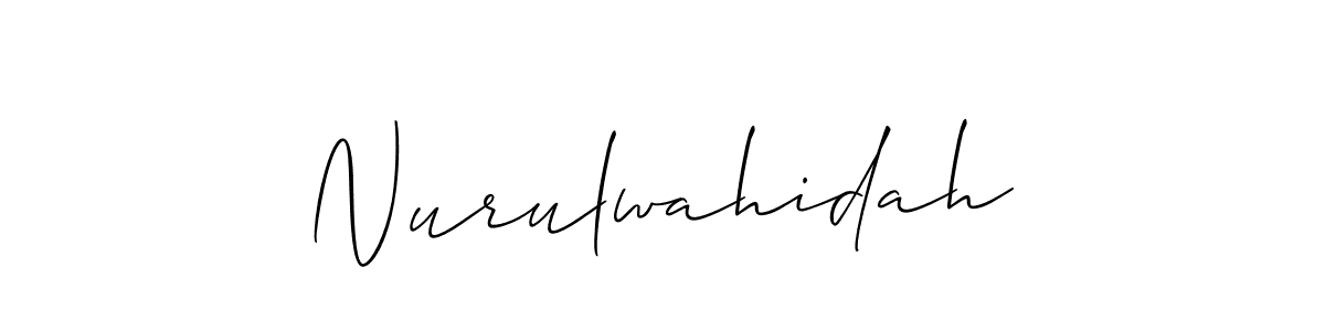 Allison_Script is a professional signature style that is perfect for those who want to add a touch of class to their signature. It is also a great choice for those who want to make their signature more unique. Get Nurulwahidah name to fancy signature for free. Nurulwahidah signature style 2 images and pictures png