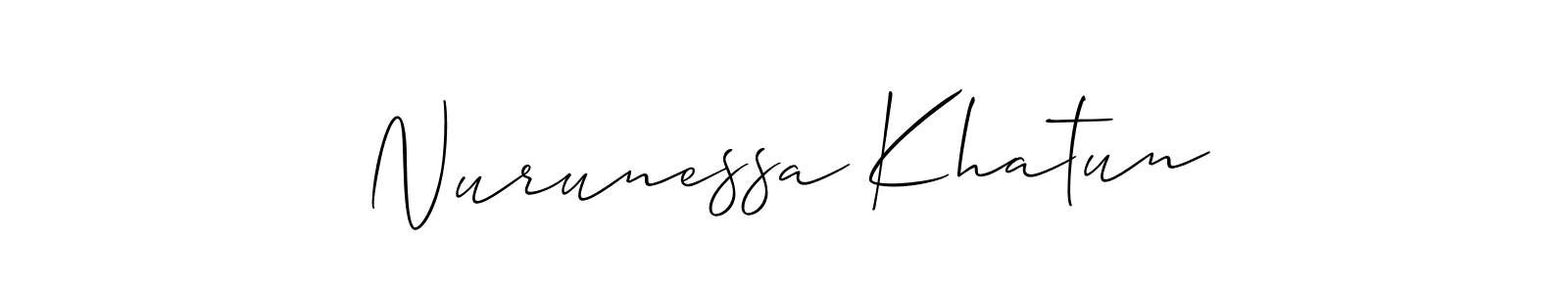 How to make Nurunessa Khatun signature? Allison_Script is a professional autograph style. Create handwritten signature for Nurunessa Khatun name. Nurunessa Khatun signature style 2 images and pictures png