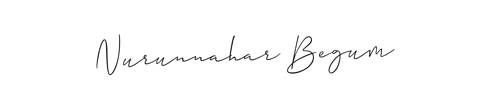 It looks lik you need a new signature style for name Nurunnahar Begum. Design unique handwritten (Allison_Script) signature with our free signature maker in just a few clicks. Nurunnahar Begum signature style 2 images and pictures png