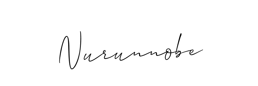 Use a signature maker to create a handwritten signature online. With this signature software, you can design (Allison_Script) your own signature for name Nurunnobe. Nurunnobe signature style 2 images and pictures png