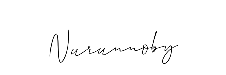 Use a signature maker to create a handwritten signature online. With this signature software, you can design (Allison_Script) your own signature for name Nurunnoby. Nurunnoby signature style 2 images and pictures png